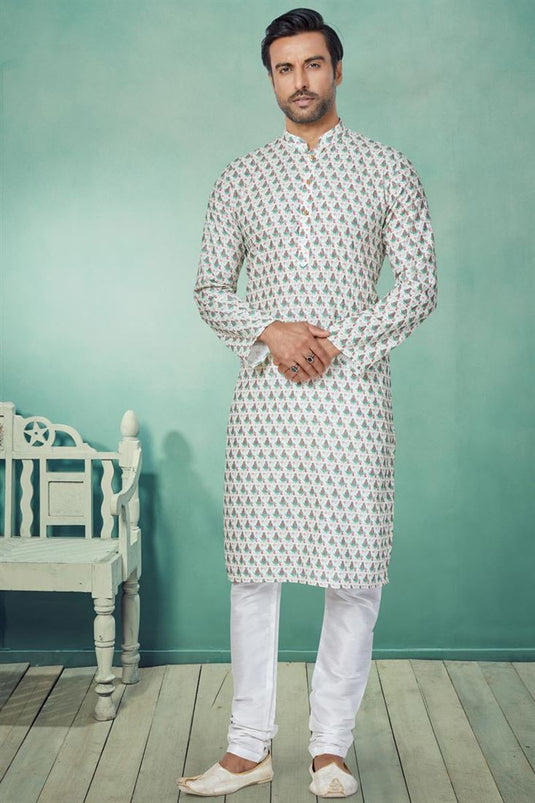 Stunning Fancy Fabric Function Wear Printed Readymade Kurta Pyjama For Men