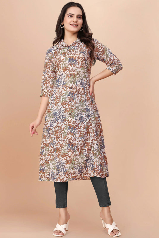 Multi Color Cotton Printed Readymade Kurti