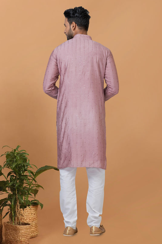 Cotton Lavender Magnificent Readymade Men Kurta Pyjama