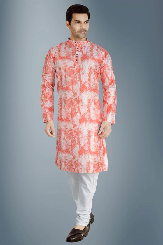 Function Wear Viscose Fabric Red Color Sequince Work Kurta Pyjama