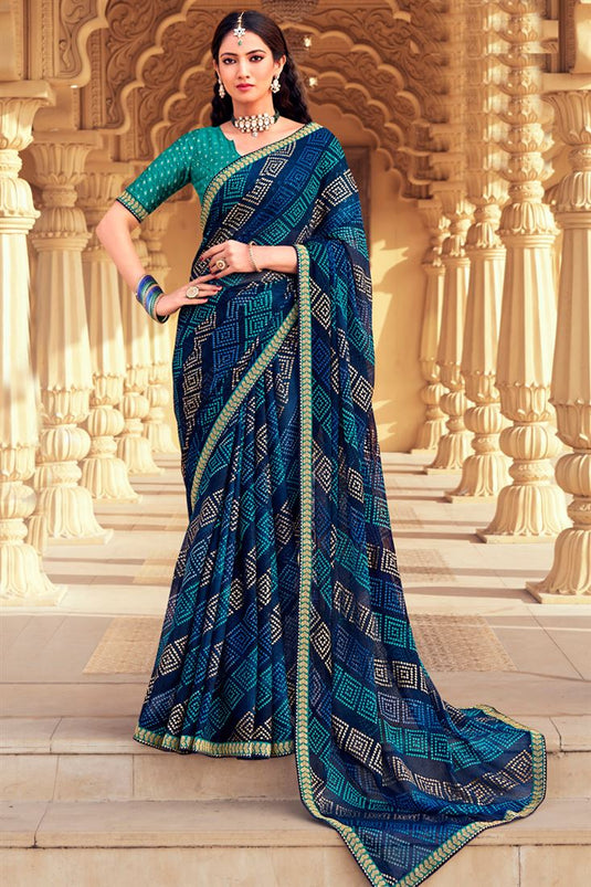 Multi Color Bandhani Style Intriguing Chiffon Saree