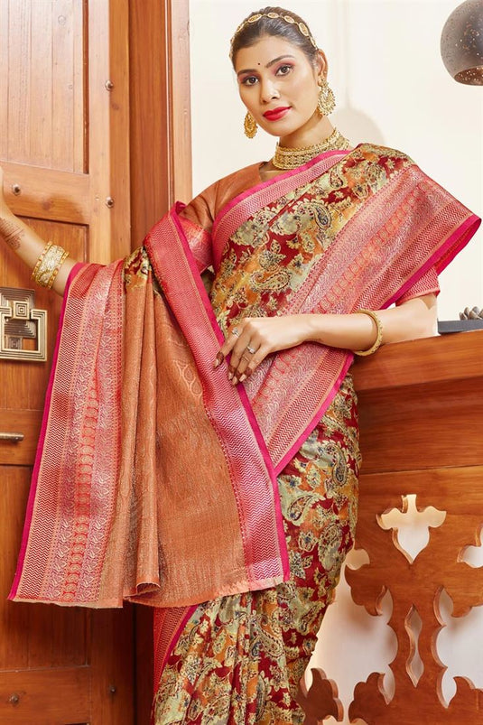 Marvellous Digital Printed Art Silk Saree In Maroon Color