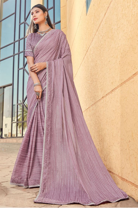 Lavender Color Georgette Beatific Casual Look Printed Saree