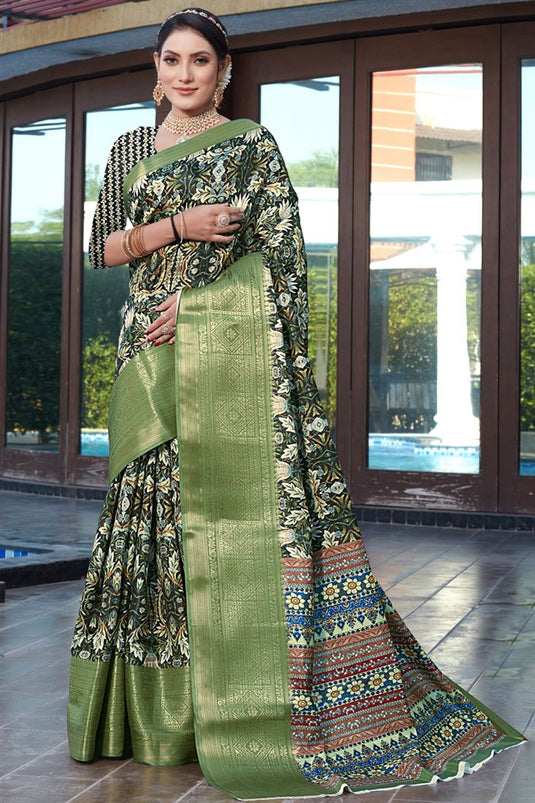 Creative Festive Look Saree In Black Color Art Silk Fabric