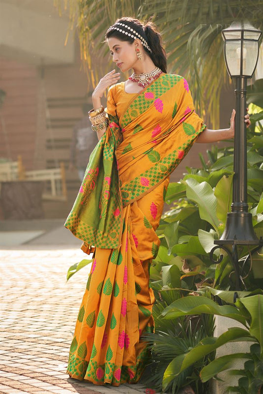 Enriching Festive Wear Art Silk Mustard Color Saree