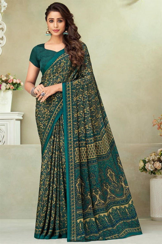 Soothing Casual Look Crepe Silk Saree In Multi Color