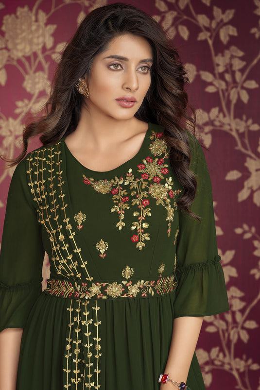 Persian Georgette Fabric Embroidered Readymade Gown