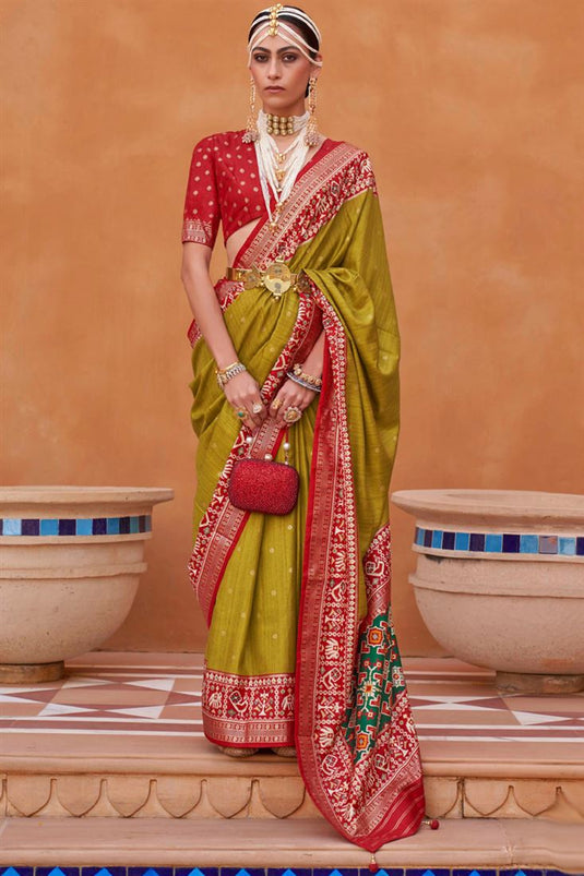 Patola Printed Art Silk Patola Printed Saree in Mustard