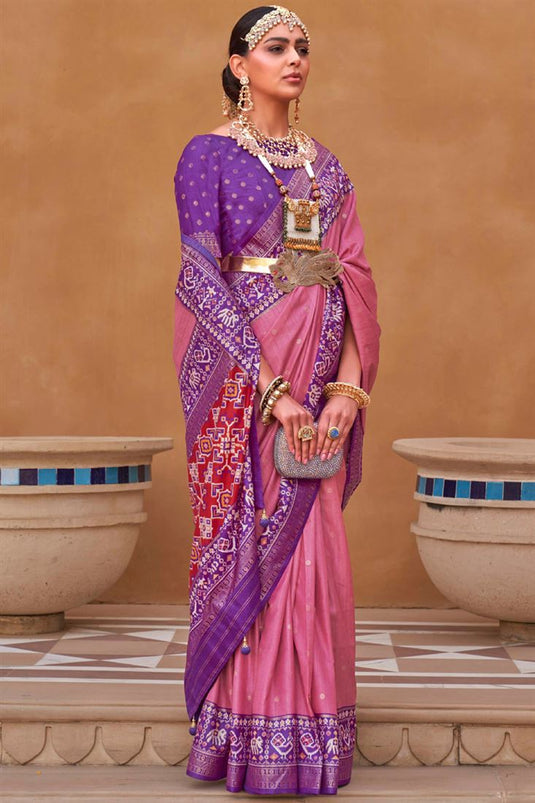 Patola Printed Art Silk Patola Printed Saree in Pink