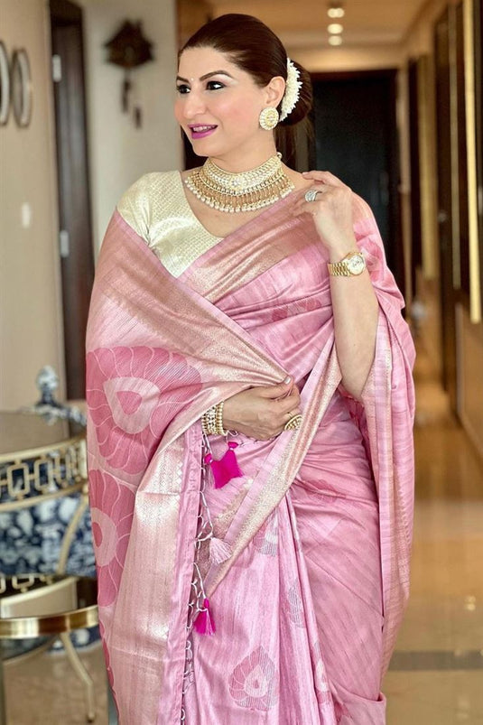 Beautiful Saree Weaving Silk In Pink