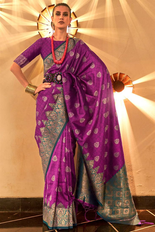 Bold and Beautiful Silk Saree in Purple Color