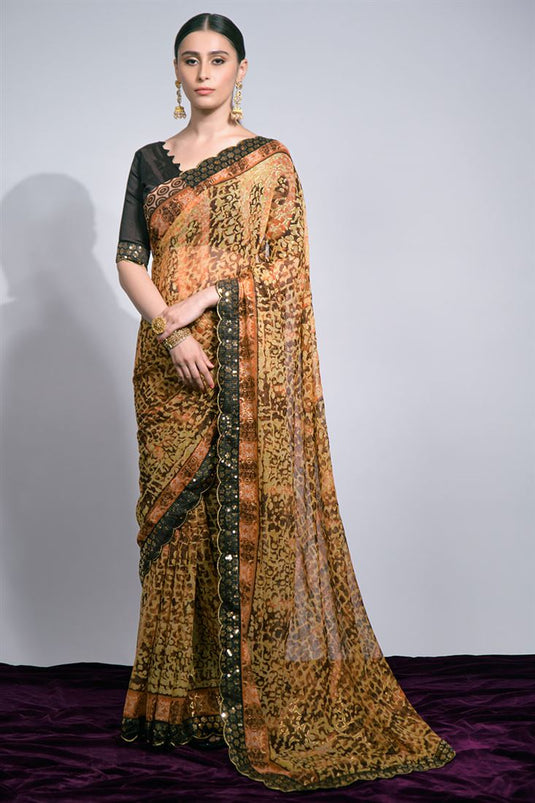 Multi Color Printed Chiffon Casual Printed Saree