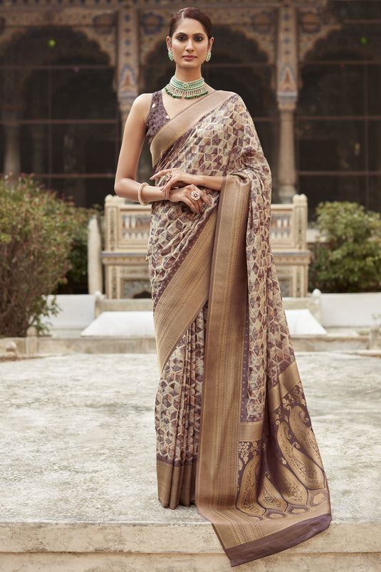 Attractive Multi Color Crepe Silk Printed Saree