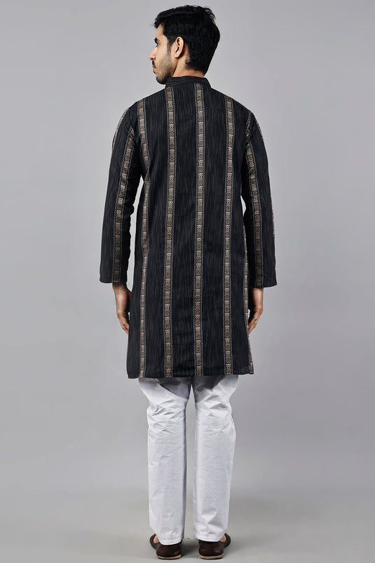 Cotton Black Magnificent Readymade Men Kurta Pyjama