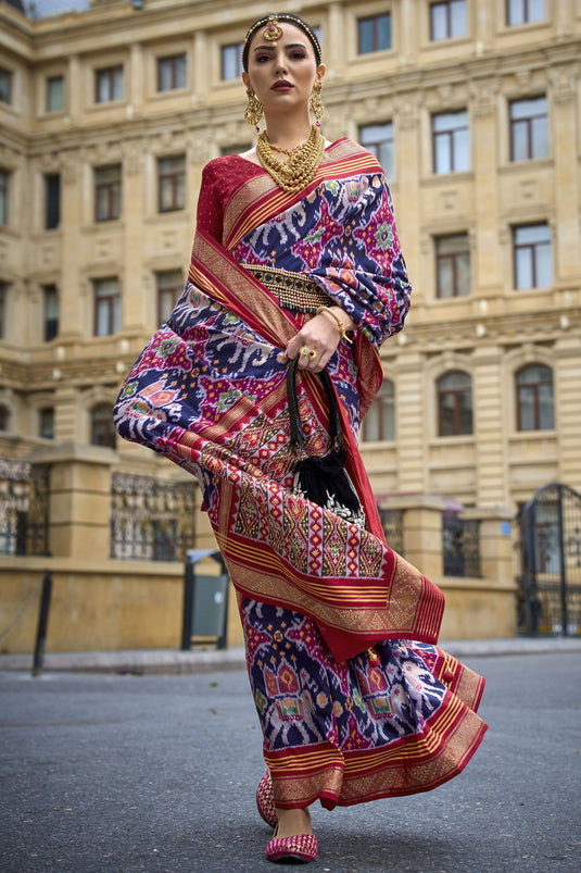 Blue Art Silk Fabric Printed Saree