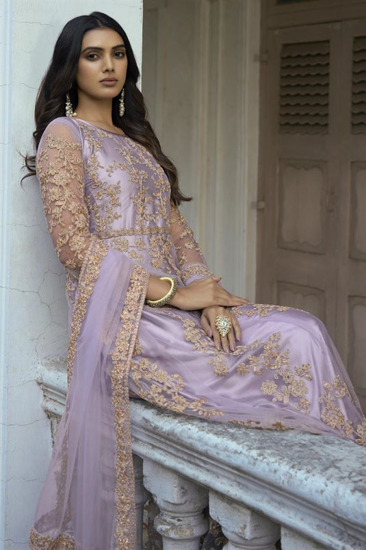 Radiant Lavender Color Net Fabric Function Style Anarklai Suit