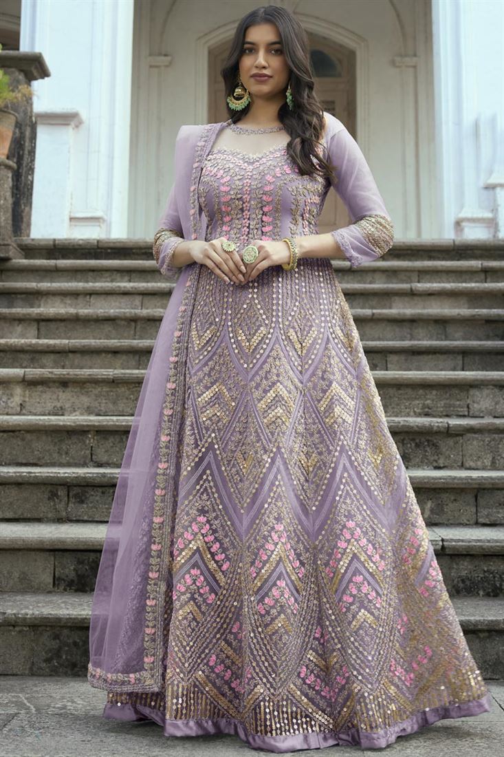 Lavender deals colour anarkali