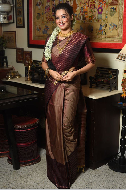 Maroon Soft Silk Saree With Blouse