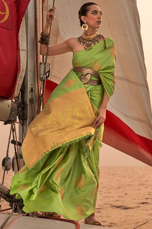 Elegant Art Silk Green Color Saree with Weaving Work For Function