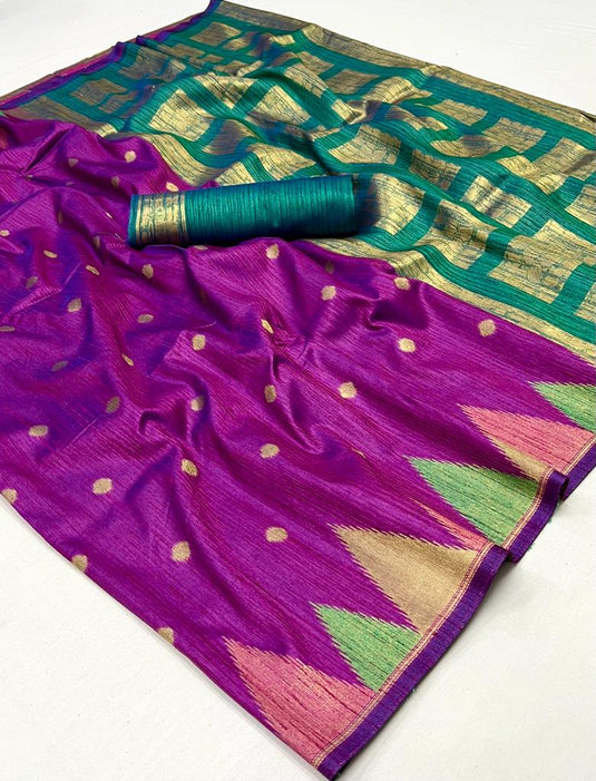 Art Silk Handloom Weaving Purple Color Pretty Saree