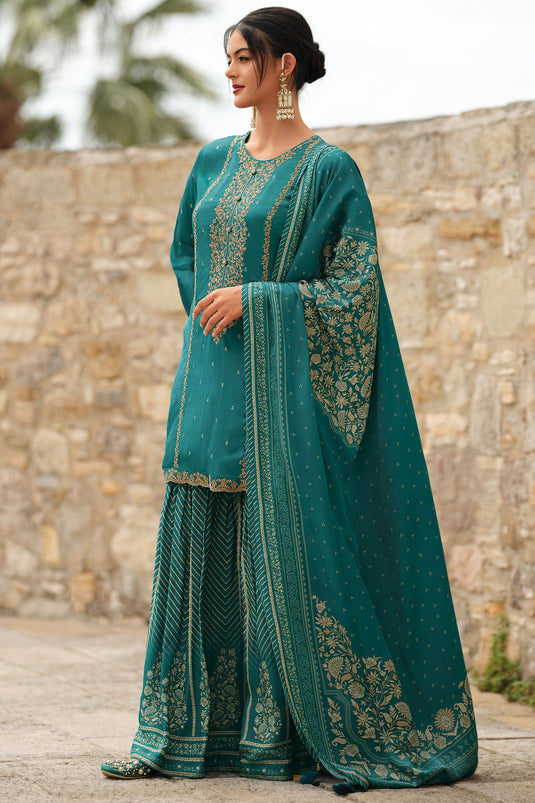 Exclusive Georgette Cyan Palazzo Salwar Suit