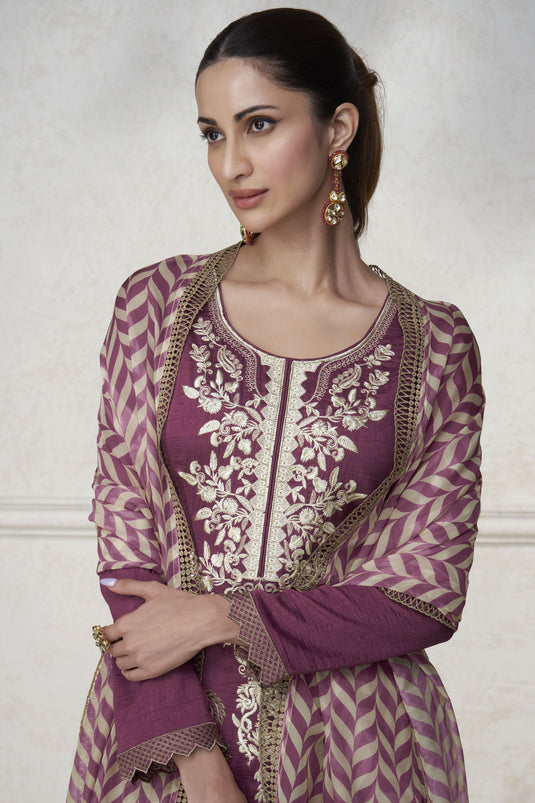 Embroidered Pink Color Function Wear Beautiful Art Silk Readymade Designer Suit