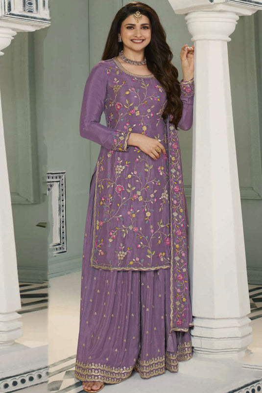 Prachi Desai Lavender Color Glittering Viscose Fabric Palazzo Suit