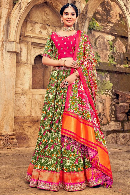 Green Color Art Silk Fabric Wonderful Readymade Lehenga