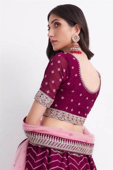 Magenta Color Net Fabric Enticing Wedding Style Bridal Lehenga