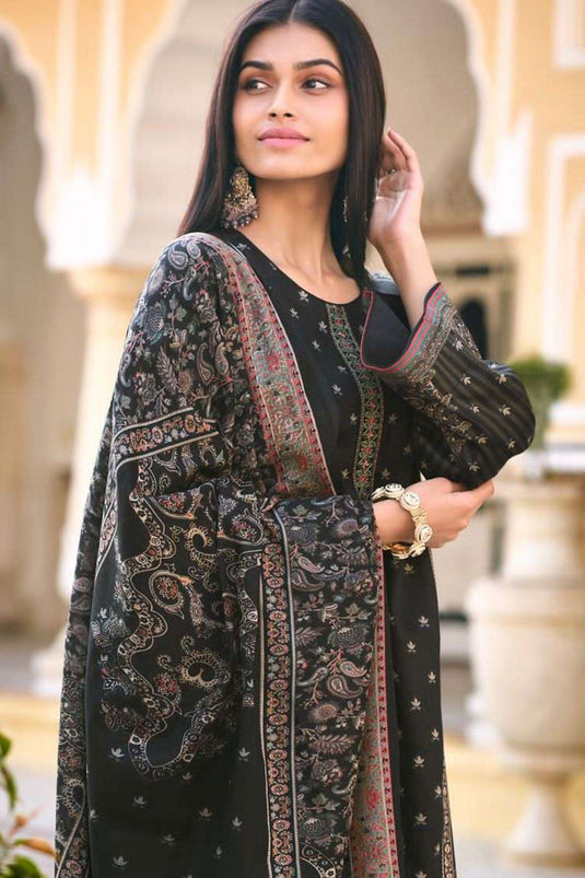 Viscose Fabric Black Color Supreme Printed Salwar Suit