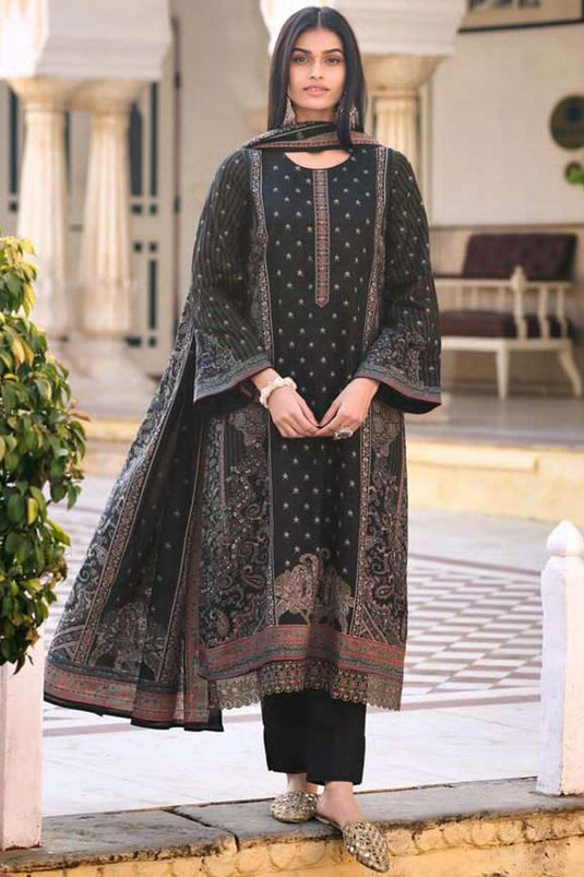 Viscose Fabric Black Color Supreme Printed Salwar Suit