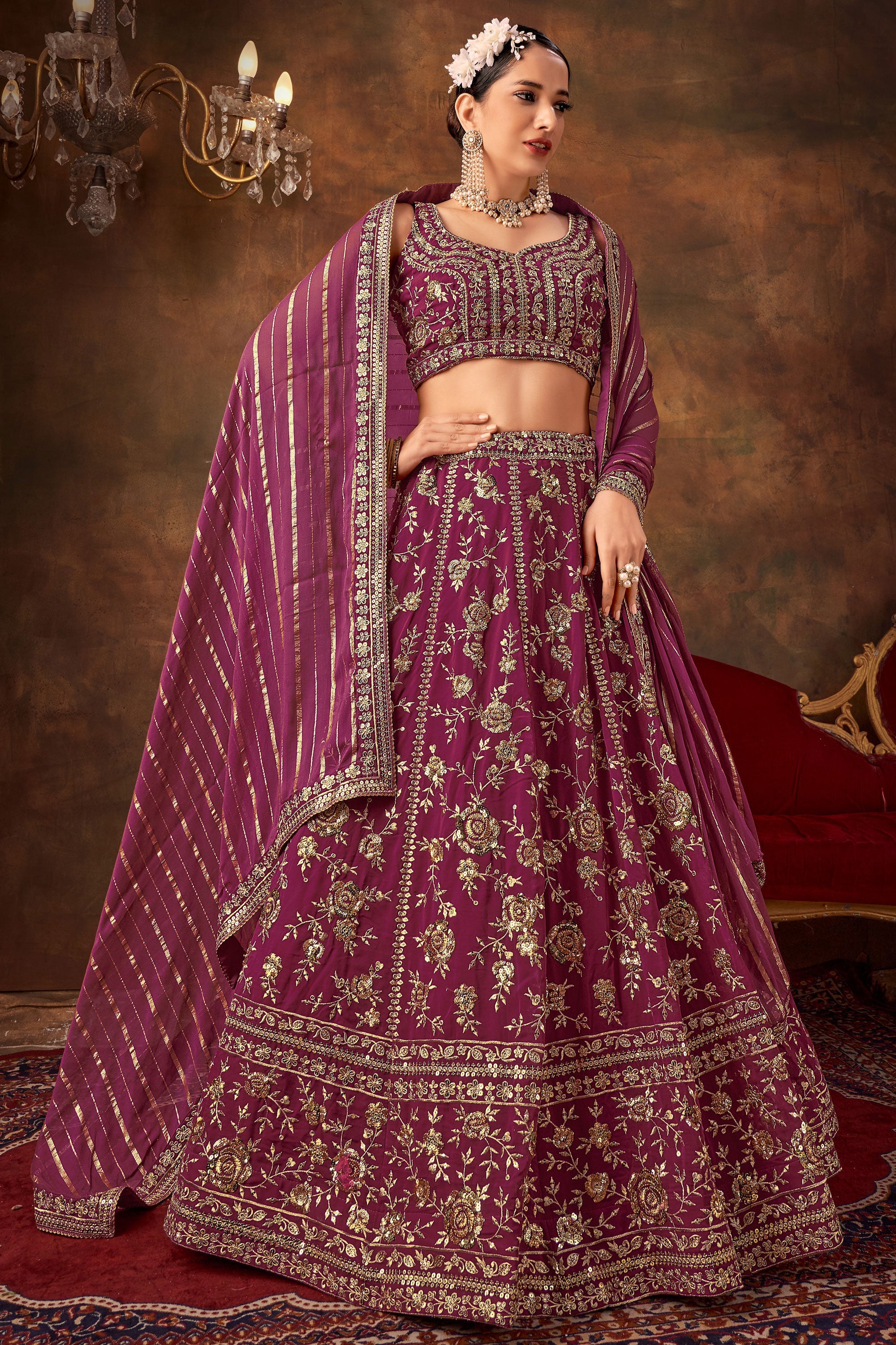 Buy lehenga fabric online best sale