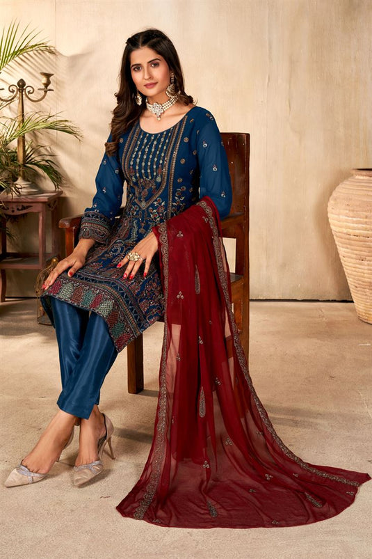 Komal Vora Excellent Georgette Blue Color Function Style Salwar Suit