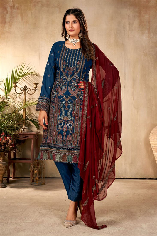 Komal Vora Excellent Georgette Blue Color Function Style Salwar Suit