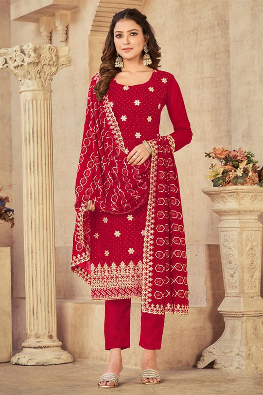 Red Color Georgette Incredible Festive Salwar Suit