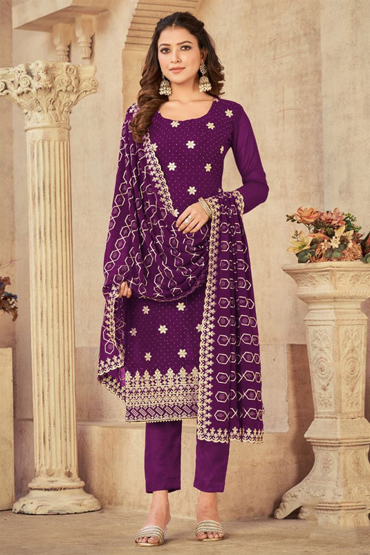 Purple Color Georgette Lovely Festive Salwar Suit