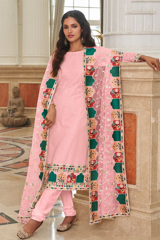 Vartika Singh Fascinating Pink Color Georgette Palazzo Suit