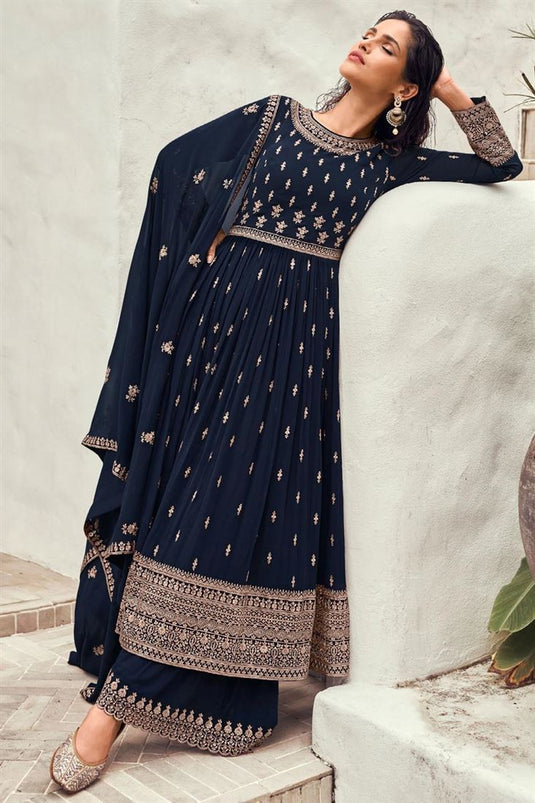 Vartika Singh Captivating Blue Color Georgette Palazzo Suit