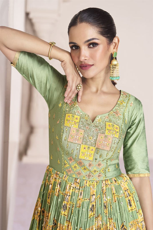 Sea Green Color Georgette Fabric Fancy Embroidered Function Wear Long Anarkali Salwar Suit