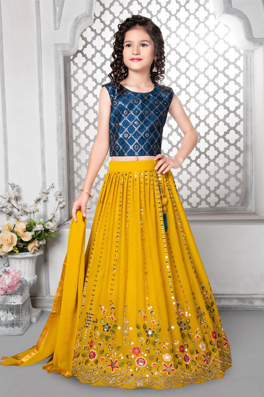 Buy Wedding Wear Multi Colour Embroidery Work Georgette Kids Lehenga Choli  Online From Surat Wholesale Shop.