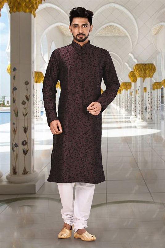 Art Silk Fabric Sangeet Wear Readymade Men Kurta Pyjama