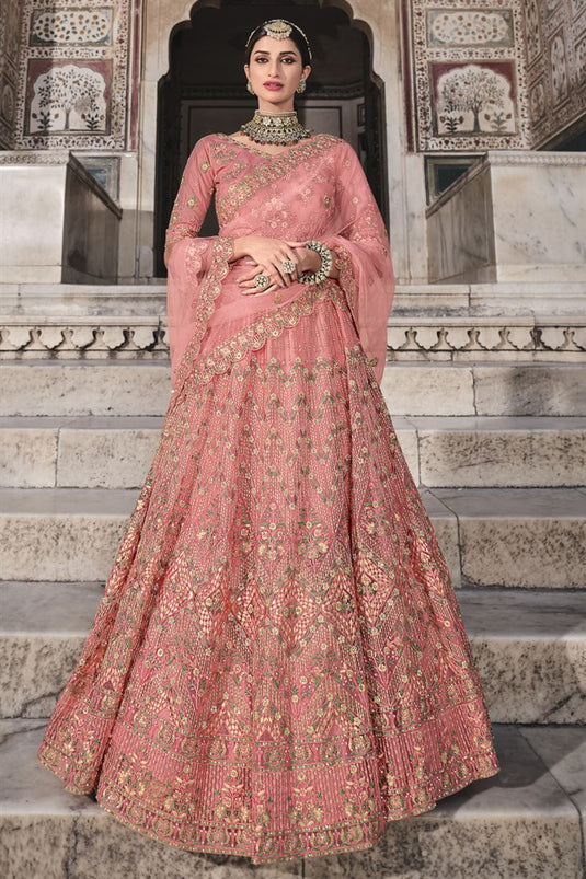 Green - Peach Color Combination Heavy Wedding Wear Designer Lehenga at Rs  3999.00 in Surat | ID: 2851808594173