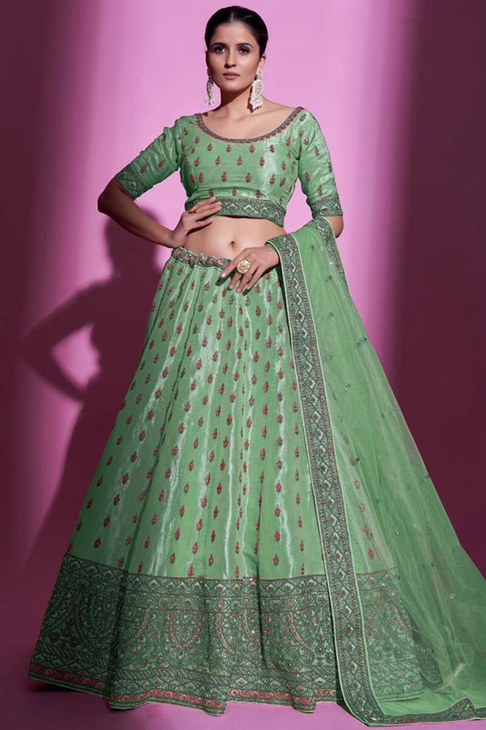 Komal Vora Enriching Green Color Art Silk Fabric Lehenga