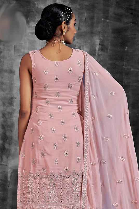 Pink Georgette Fabric Function Look Tempting Sharara Suit