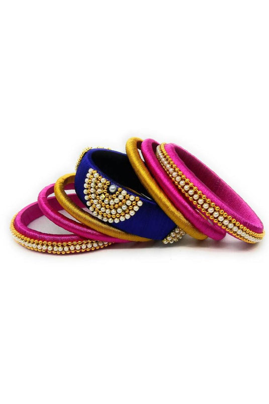 Silk Thread Customized Handmade Fancy Multi Color Bangles Set